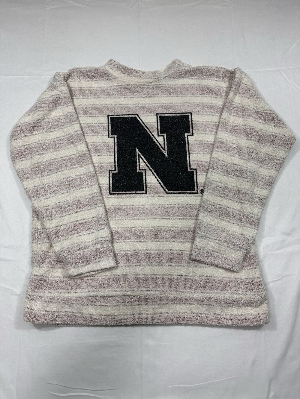 Woolly Threads Women’s Pullover Textured Sweatshirt Small Nebraska Logo Size S